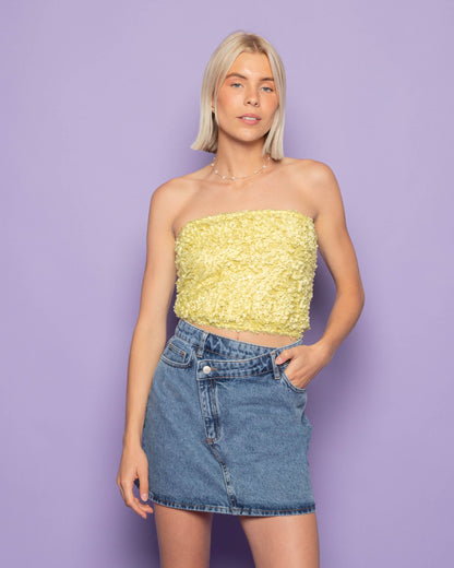 CROSSOVER DENIM SKIRT MID BLUE