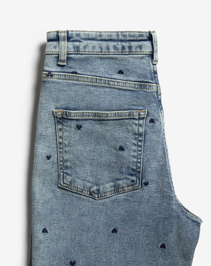 HEART BOOTCUT JEANS NAVY BLUE